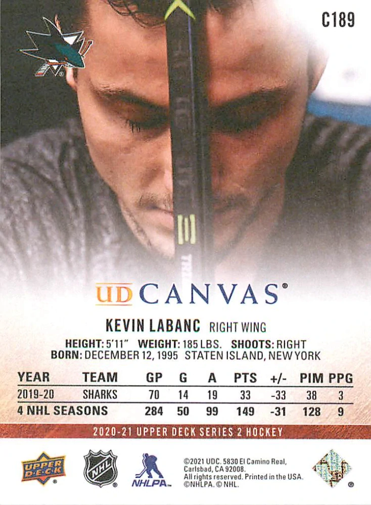 2020-21 UD Series 2 - Kevin Labanc - Canvas #C189