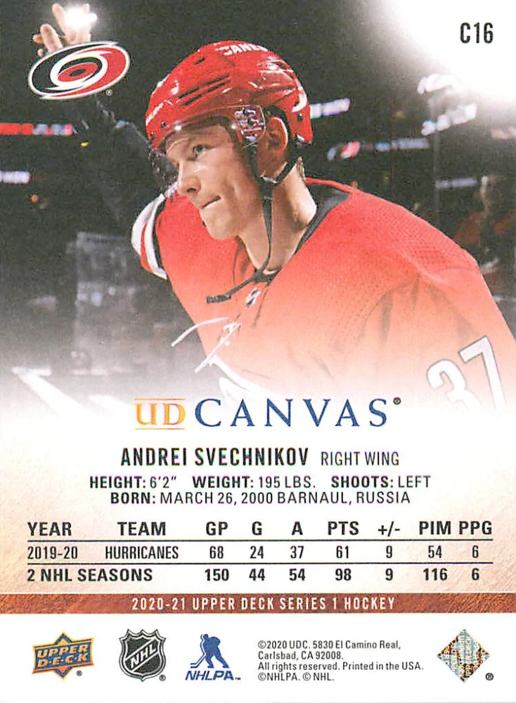 2020-21 UD Series 1 - Andrei Svechnikov - Canvas #C16