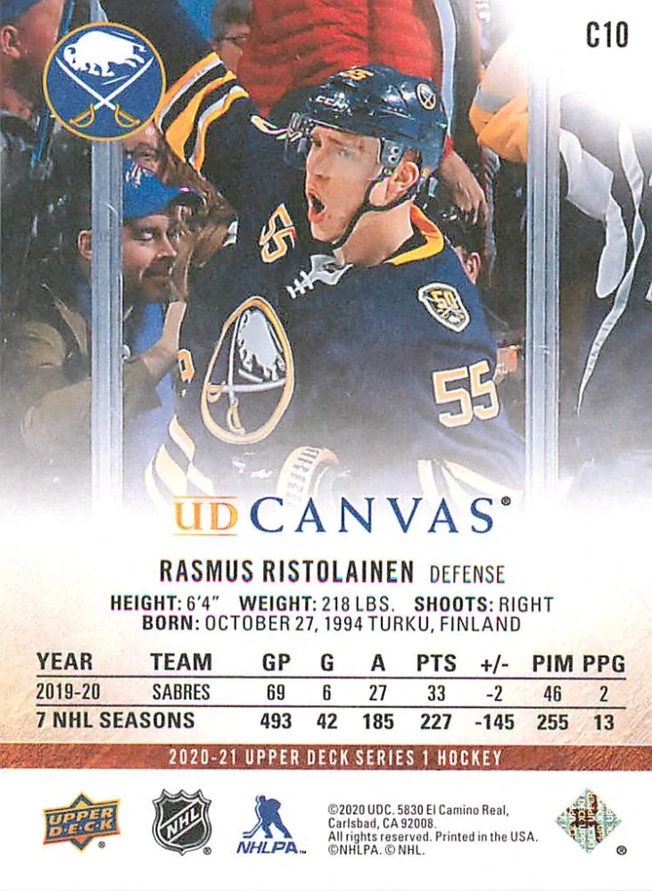2020-21 UD Series 1 - Rasmus Ristolainen - Canvas #C10