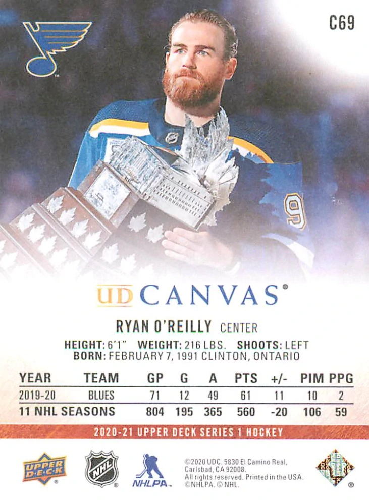 2020-21 UD Series 1 - Ryan O'Reilly - Canvas #C69