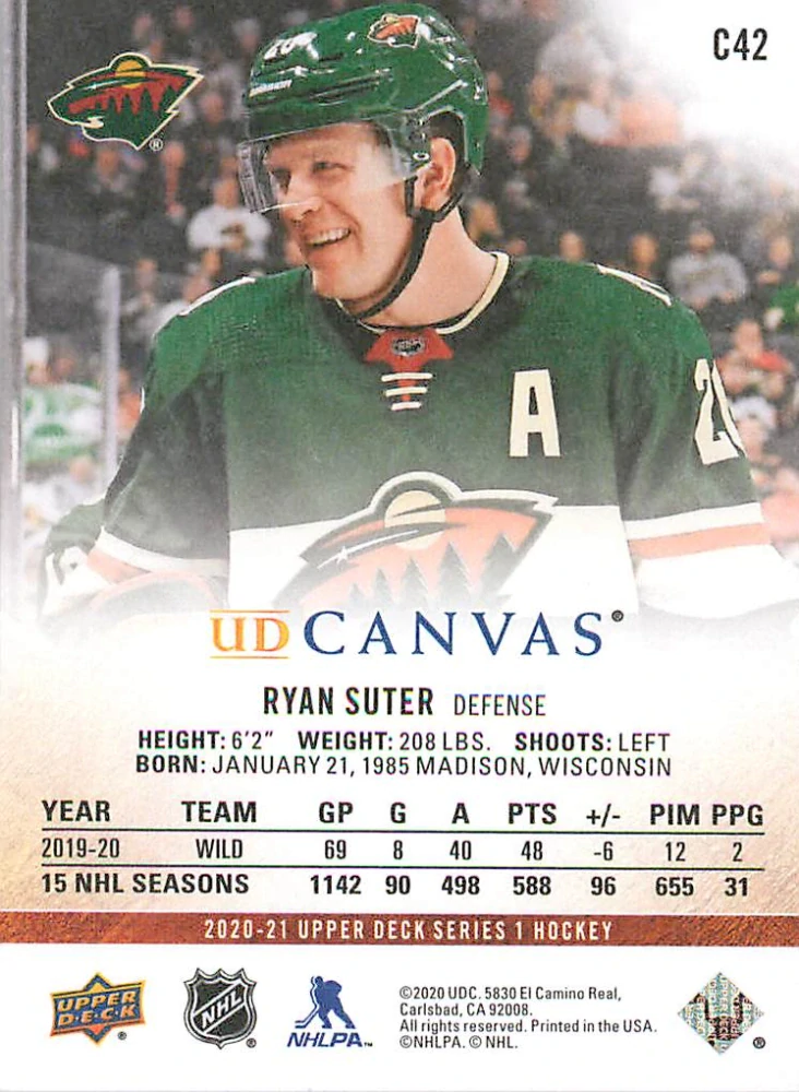 2020-21 UD Series 1 - Ryan Suter - Canvas #C42