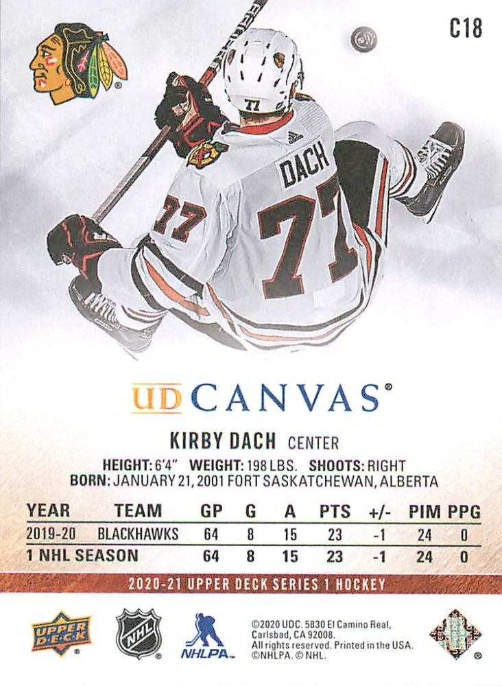 2020-21 UD Series 1 - Kirby Dach - Canvas #C18