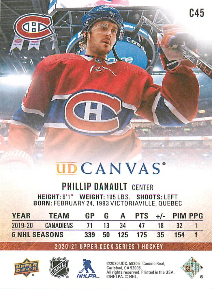 2020-21 UD Series 1 - Phillip Danault - Canvas #C45