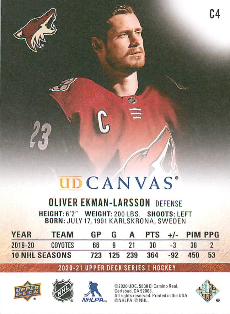 2020-21 UD Series 1 - Oliver Ekman-Larsson - Canvas #C4