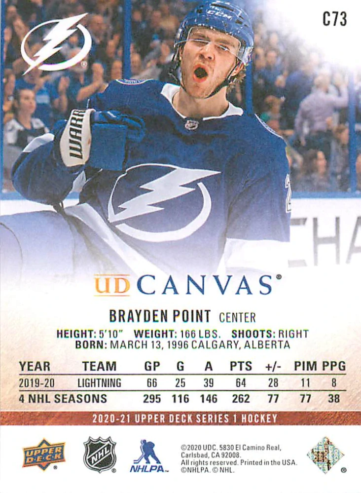 2020-21 UD Series 1 - Brayden Point - Canvas #C73