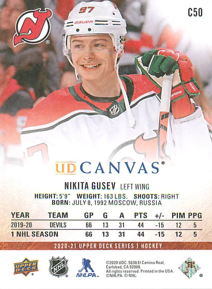 2020-21 UD Series 1 - Nikita Gusev - Canvas #C50
