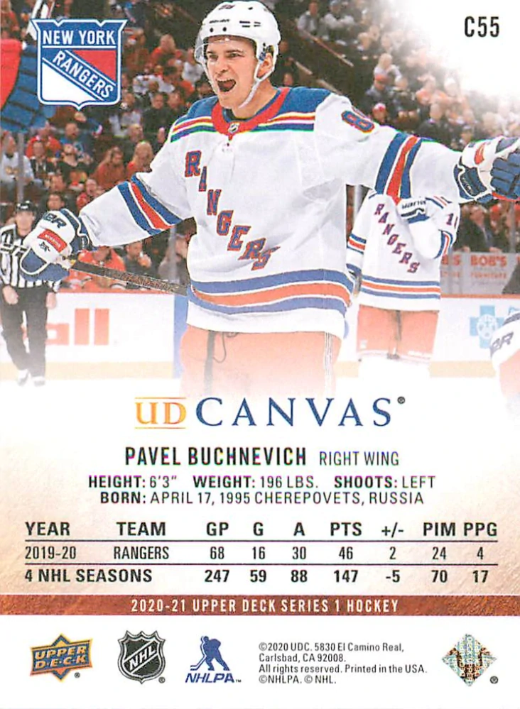 2020-21 UD Series 1 - Pavel Buchnevich - Canvas #C55
