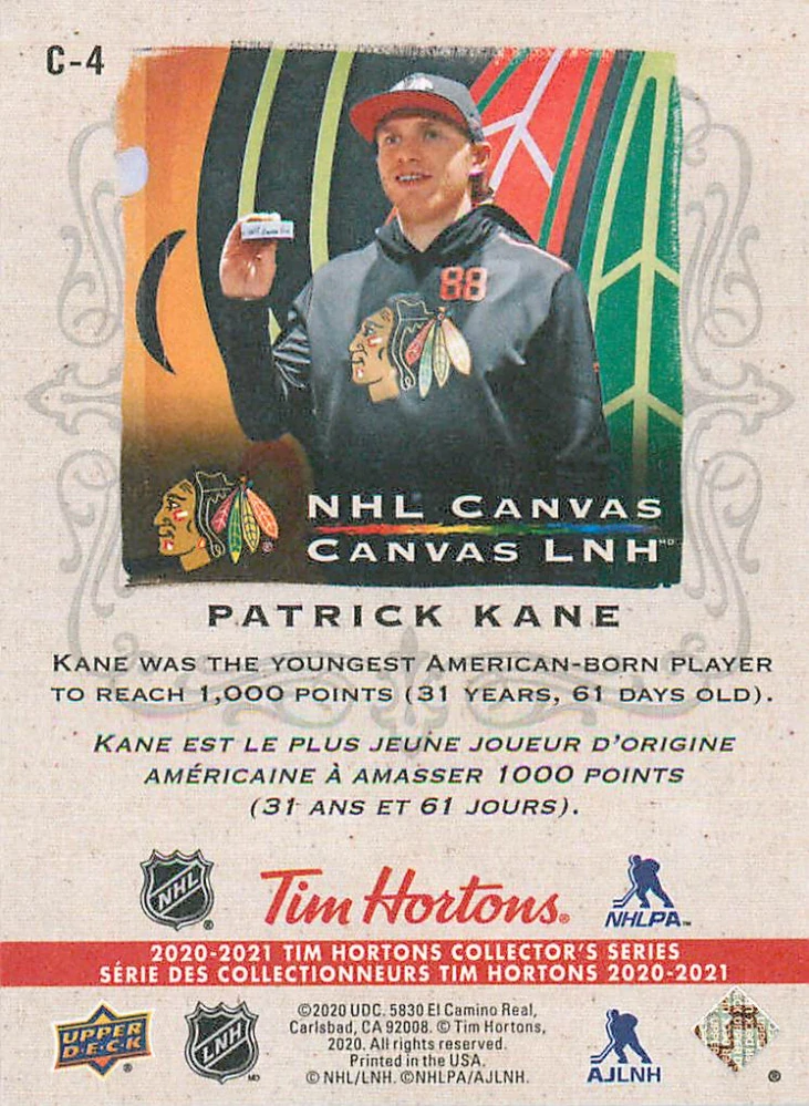 2020-21 UD Tim Hortons Collector's Series - Patrick Kane - NHL Canvas #C-4