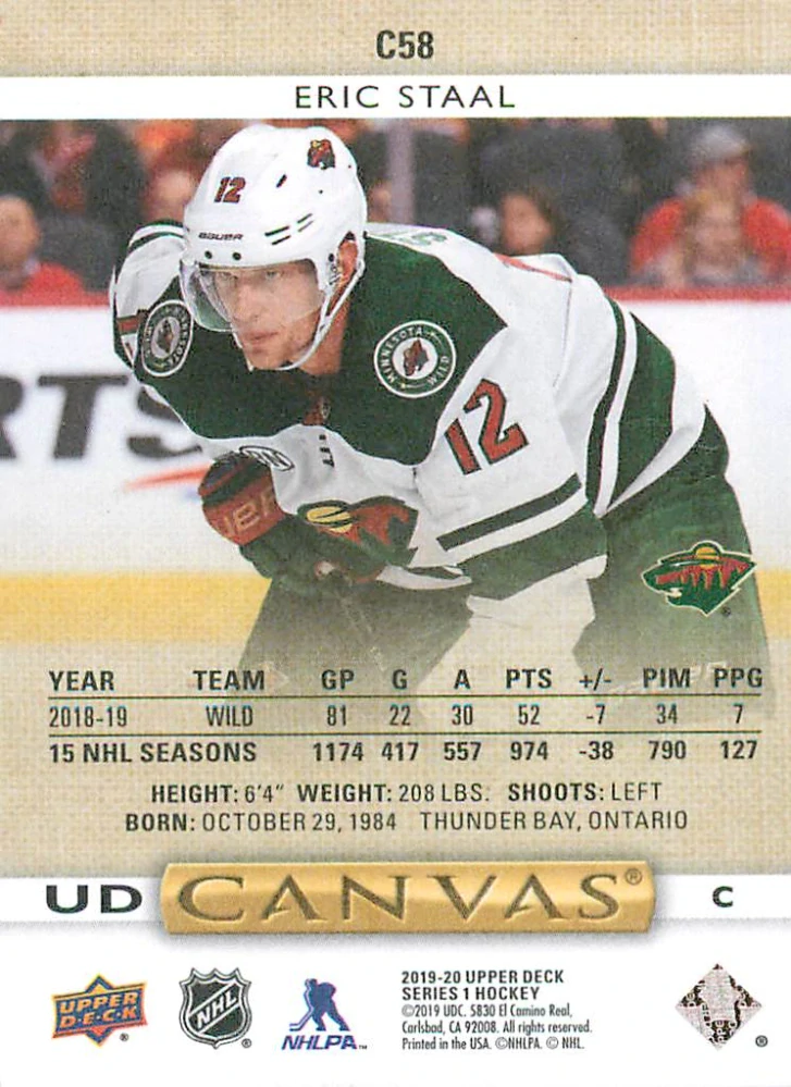 2019-20 UD Series 1 - Eric Staal - Canvas #C58