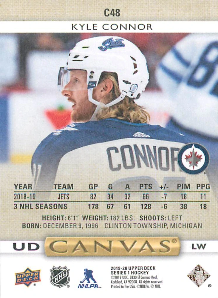 2019-20 UD Series 1 - Kyle Connor - Canvas #C48