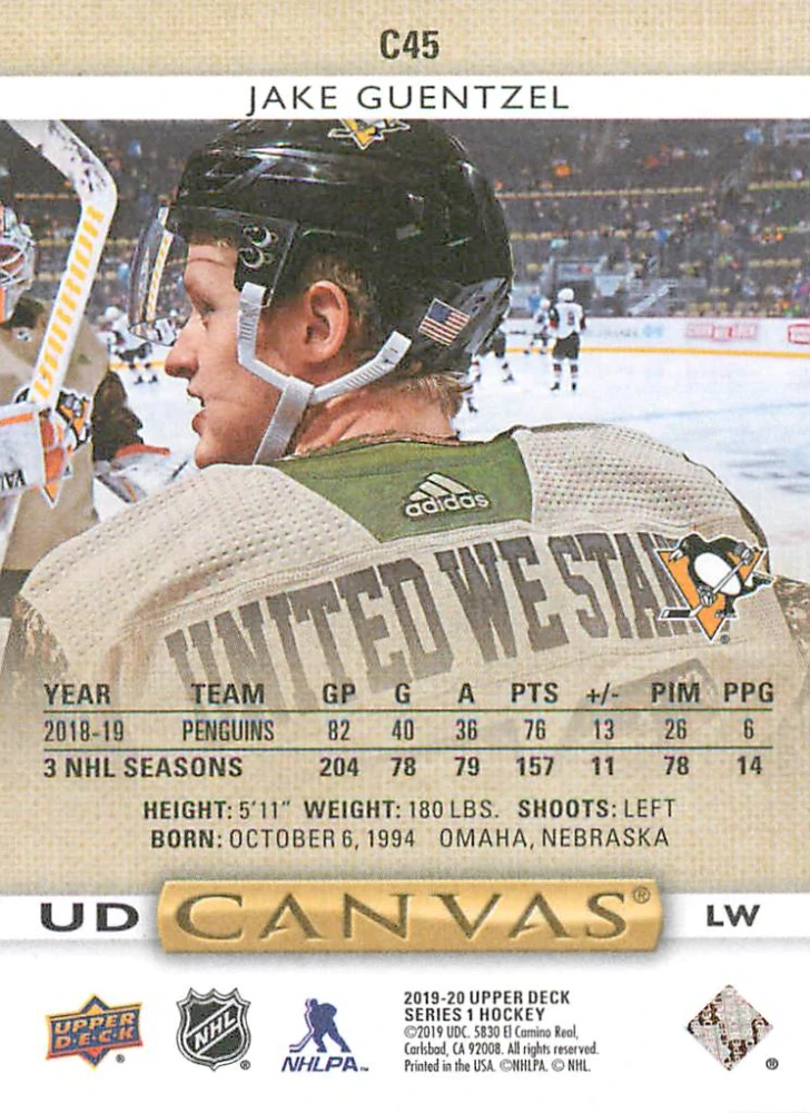 2019-20 UD Series 1 - Jake Guentzel - Canvas #C45