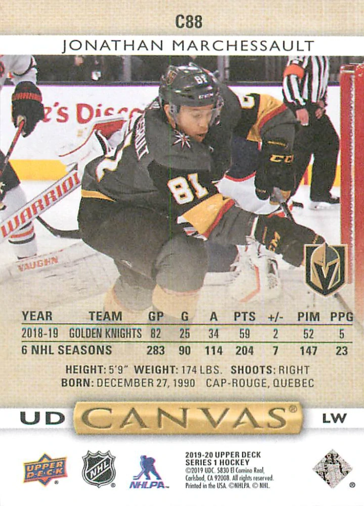 2019-20 UD Series 1 - Jonathan Marchessault - Canvas #C88