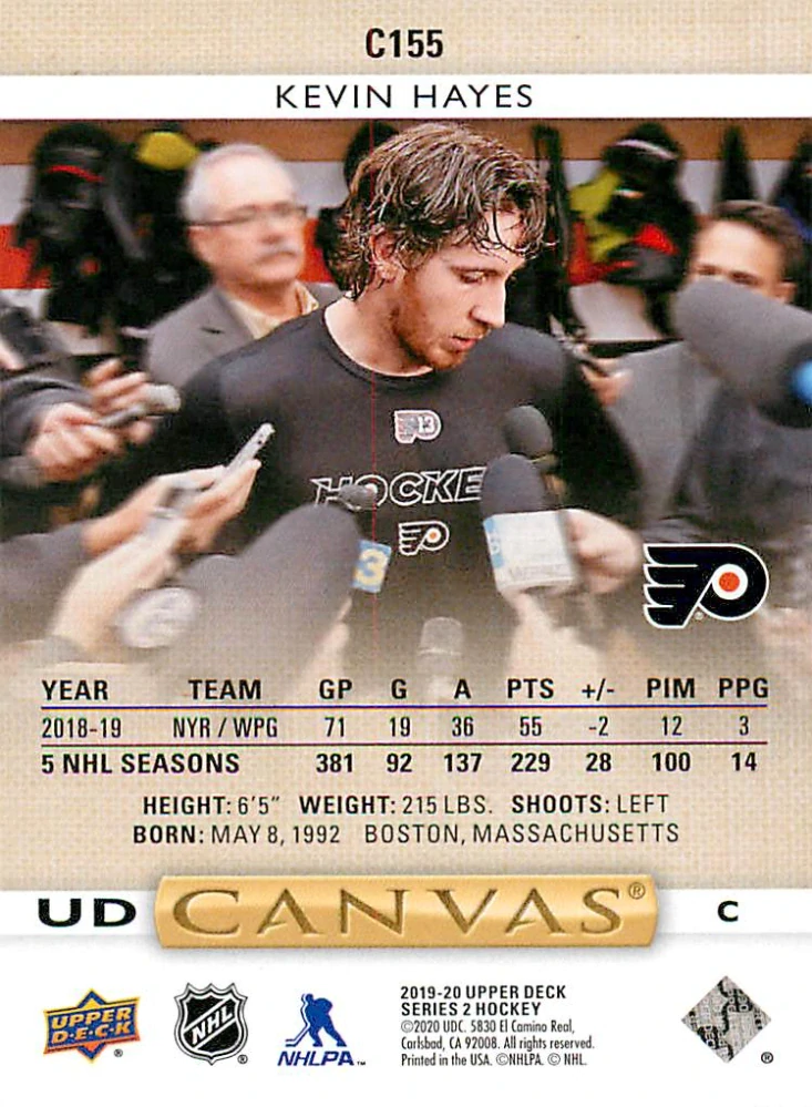 2019-20 UD Series 2 - Kevin Hayes - Canvas #C155