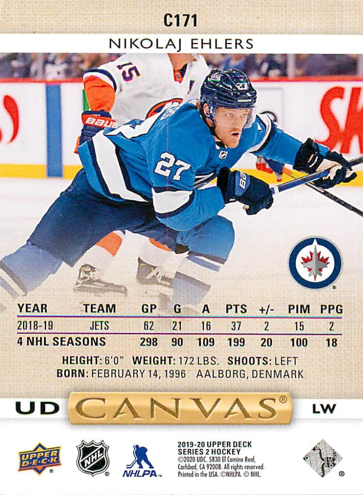 2019-20 UD Series 2 - Nikolaj Ehlers - Canvas #C171