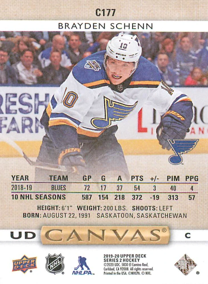 2019-20 UD Series 2 - Brayden Schenn - Canvas #C177