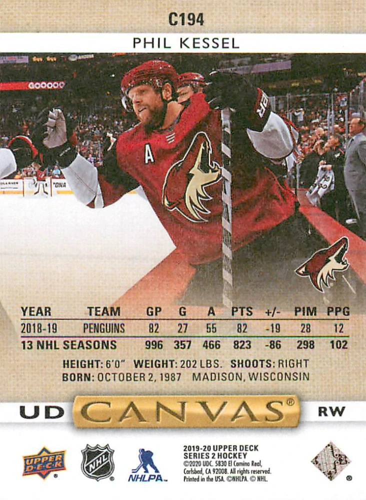 2019-20 UD Series 2 - Phil Kessel - Canvas #C194