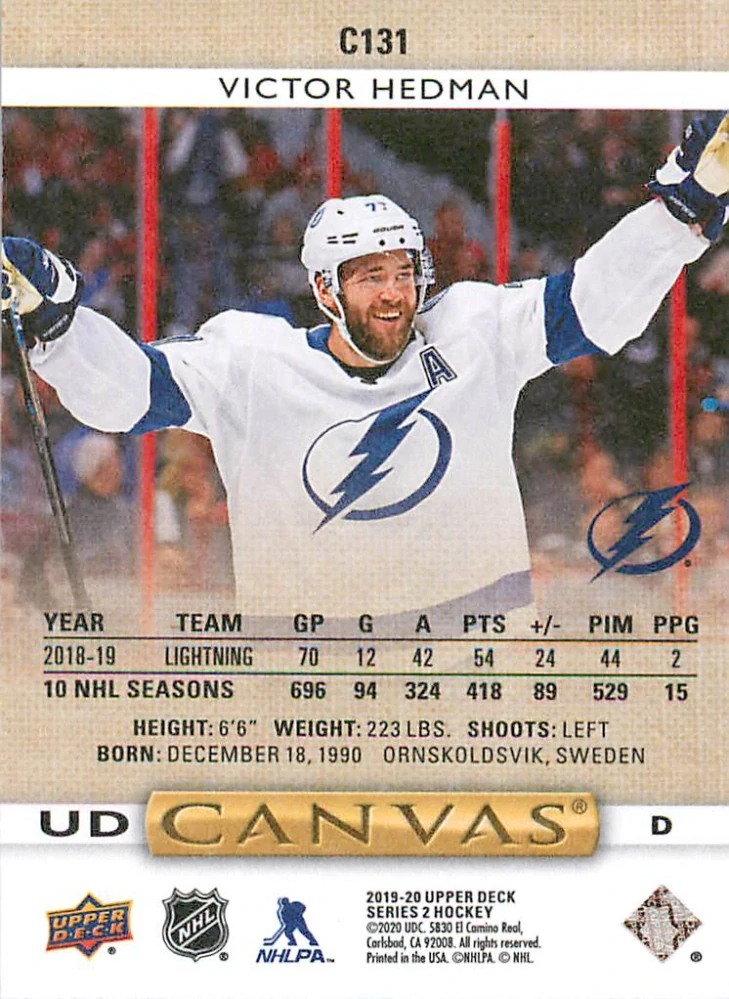 2019-20 UD Series 2 - Victor Hedman - Canvas #C131