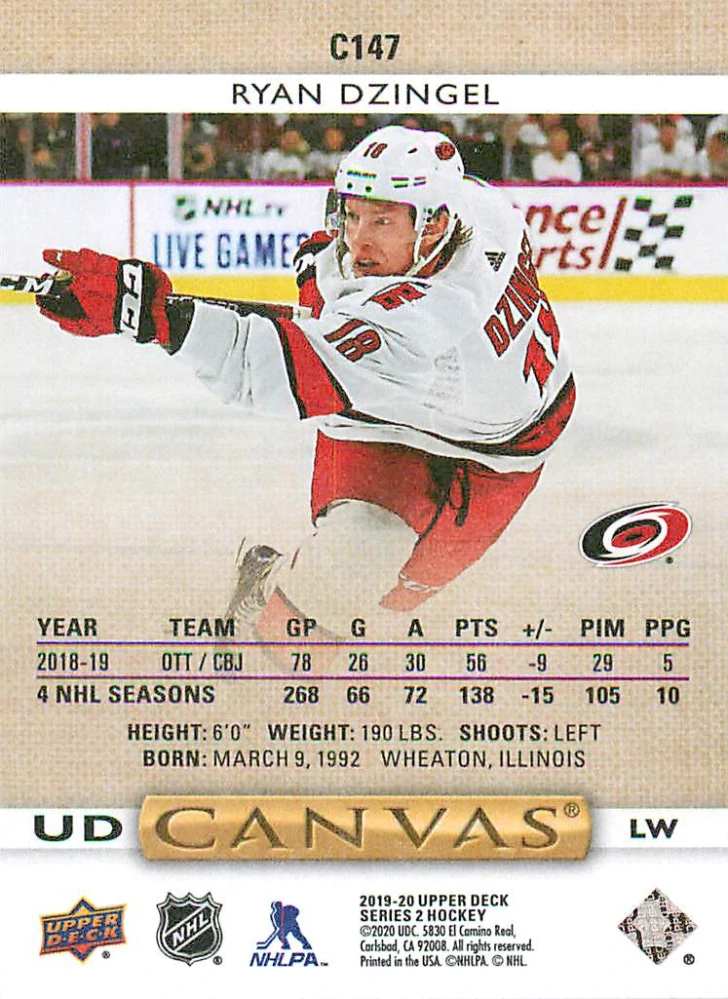 2019-20 UD Series 2 - Ryan Dzingel - Canvas #C147