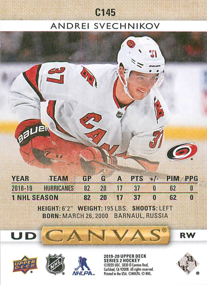 2019-20 UD Series 2 - Andrei Svechnikov - Canvas #C145