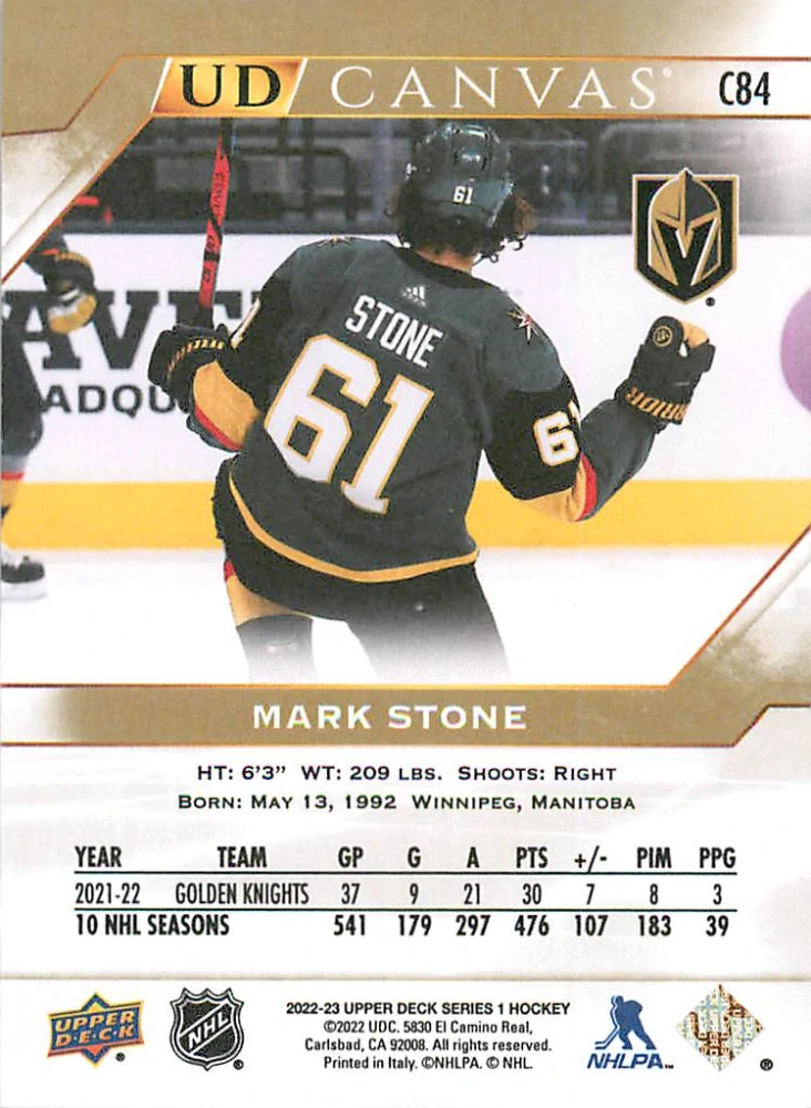 2022-23 UD Series 1 - Mark Stone - Canvas #C84