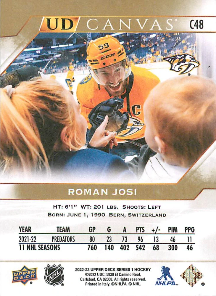 2022-23 UD Series 1 - Roman Josi - Canvas #C48