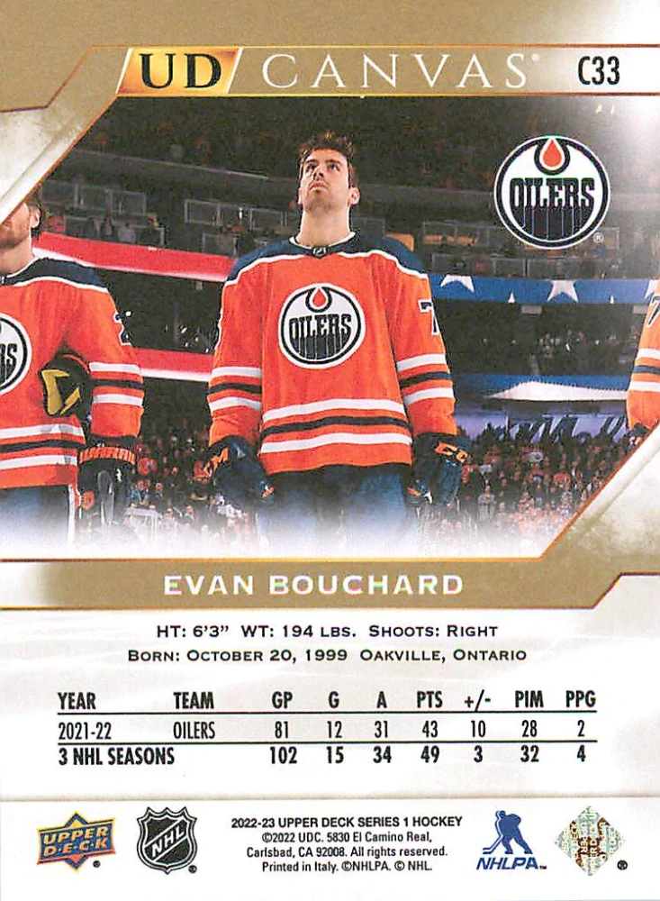2022-23 UD Series 1 - Evan Bouchard - Canvas #C33