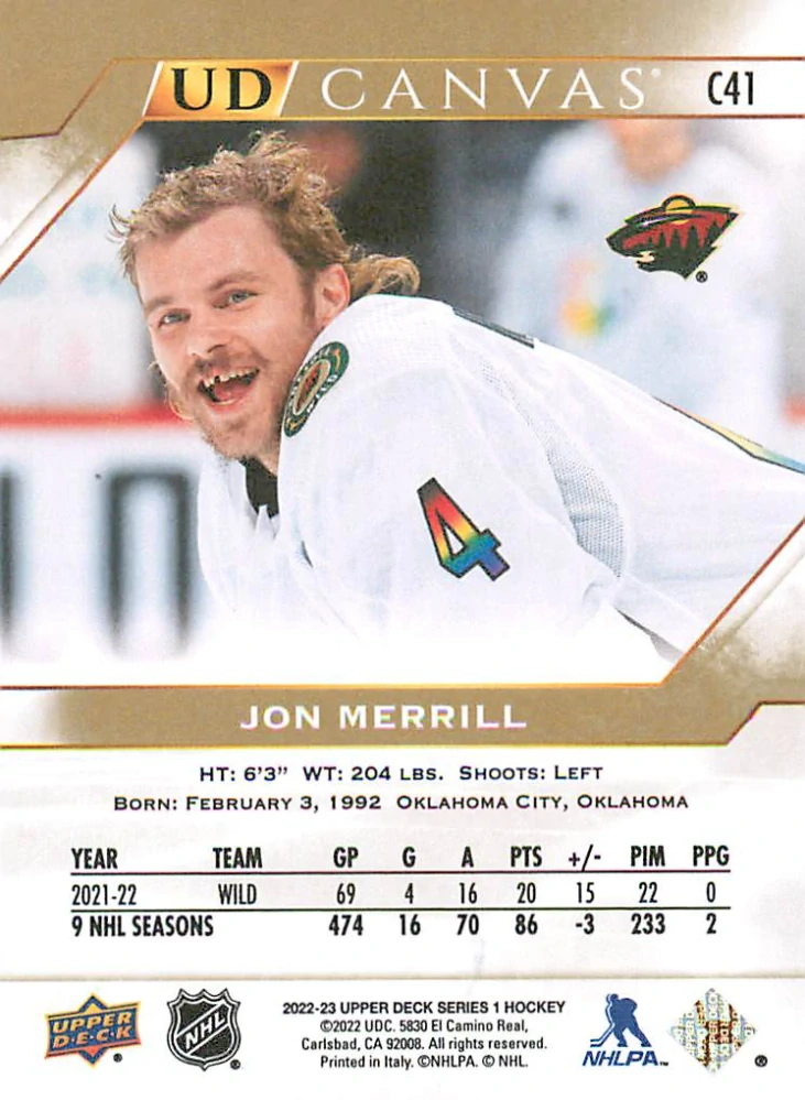 2022-23 UD Series 1 - Jon Merrill - Canvas #C41