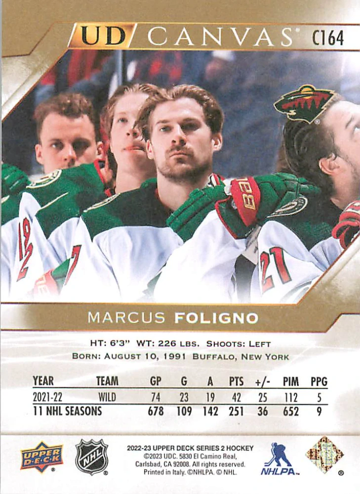 2022-23 UD Series 2 - Marcus Foligno - Canvas #C164