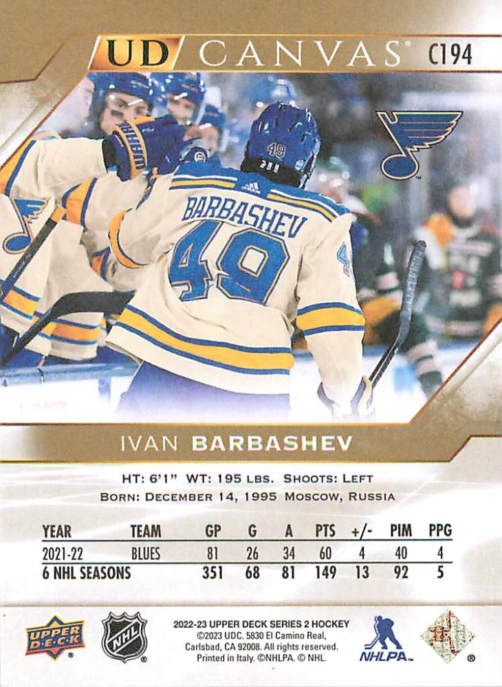 2022-23 UD Series 2 - Ivan Barbashev - Canvas #C194