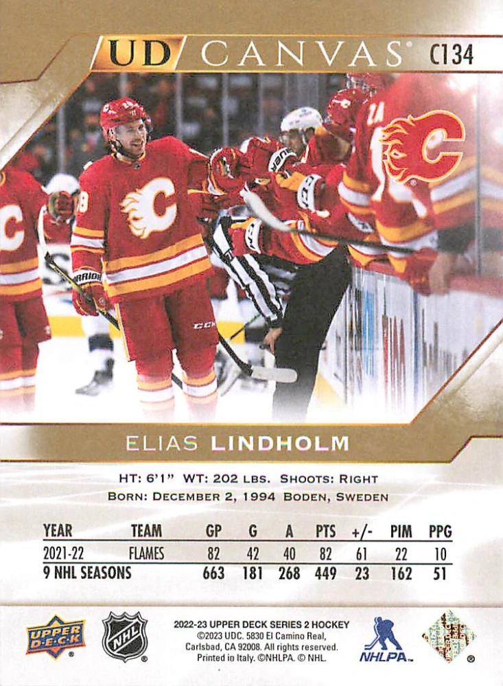 2022-23 UD Series 2 - Elias Lindholm - Canvas #C134