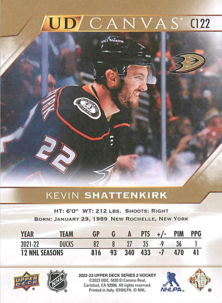 2022-23 UD Series 2 - Kevin Shattenkirk - Canvas #C122