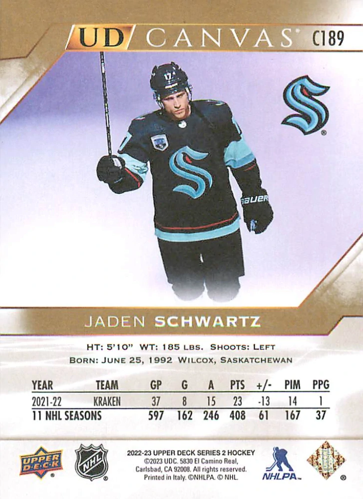 2022-23 UD Series 2 - Jaden Schwartz - Canvas #C189