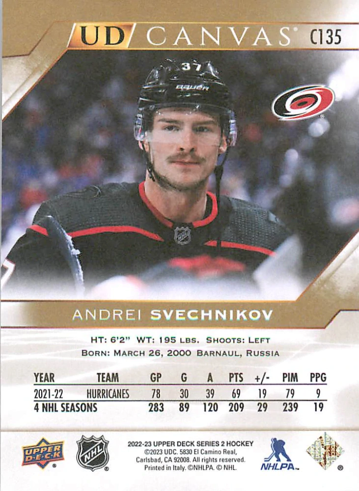 2022-23 UD Series 2 - Andrei Svechnikov - Canvas #C135