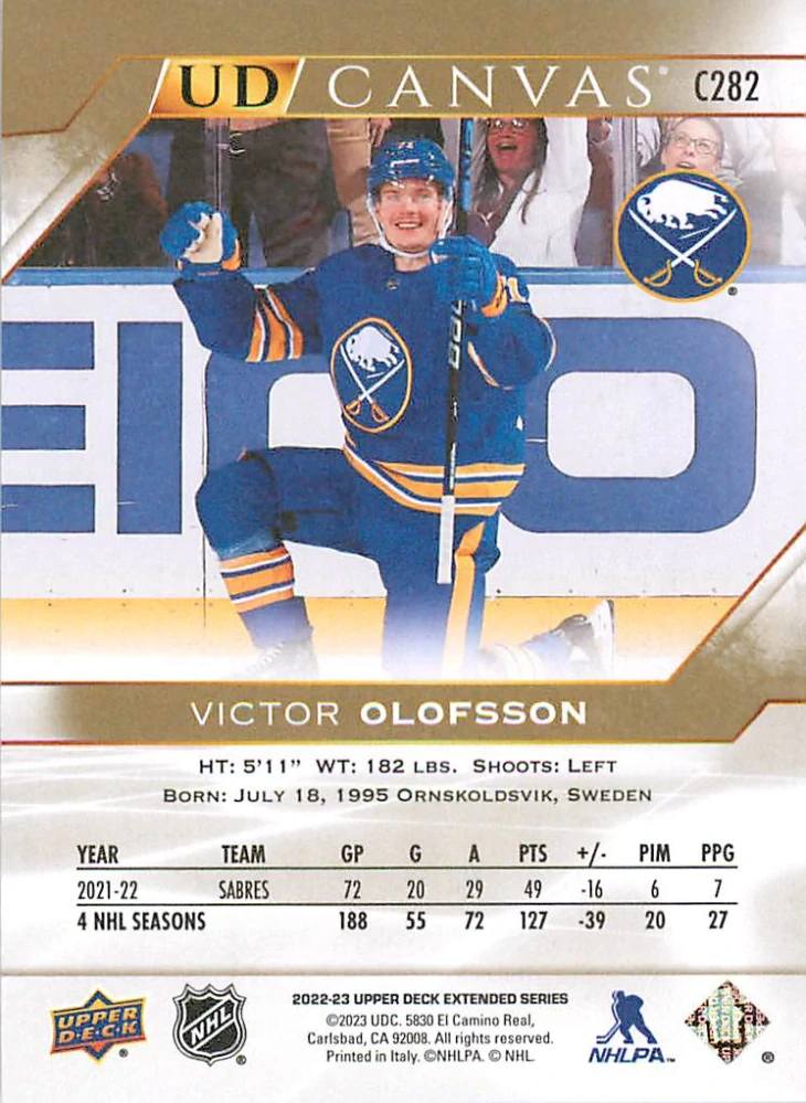 2022-23 UD Extended Series - Victor Olofsson - Canvas #C282