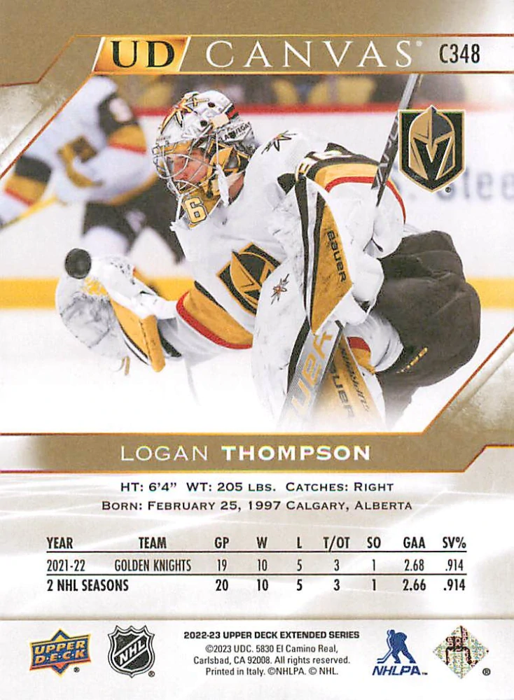 2022-23 UD Extended Series - Logan Thompson - Canvas #C348