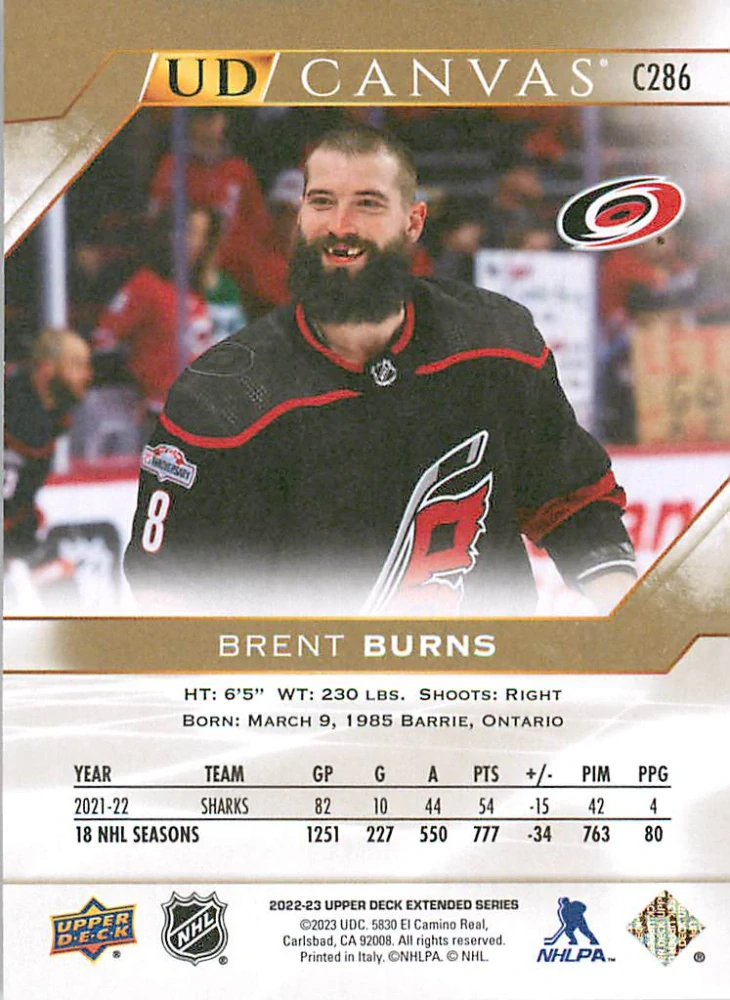 2022-23 UD Extended Series - Brent Burns - Canvas #C286
