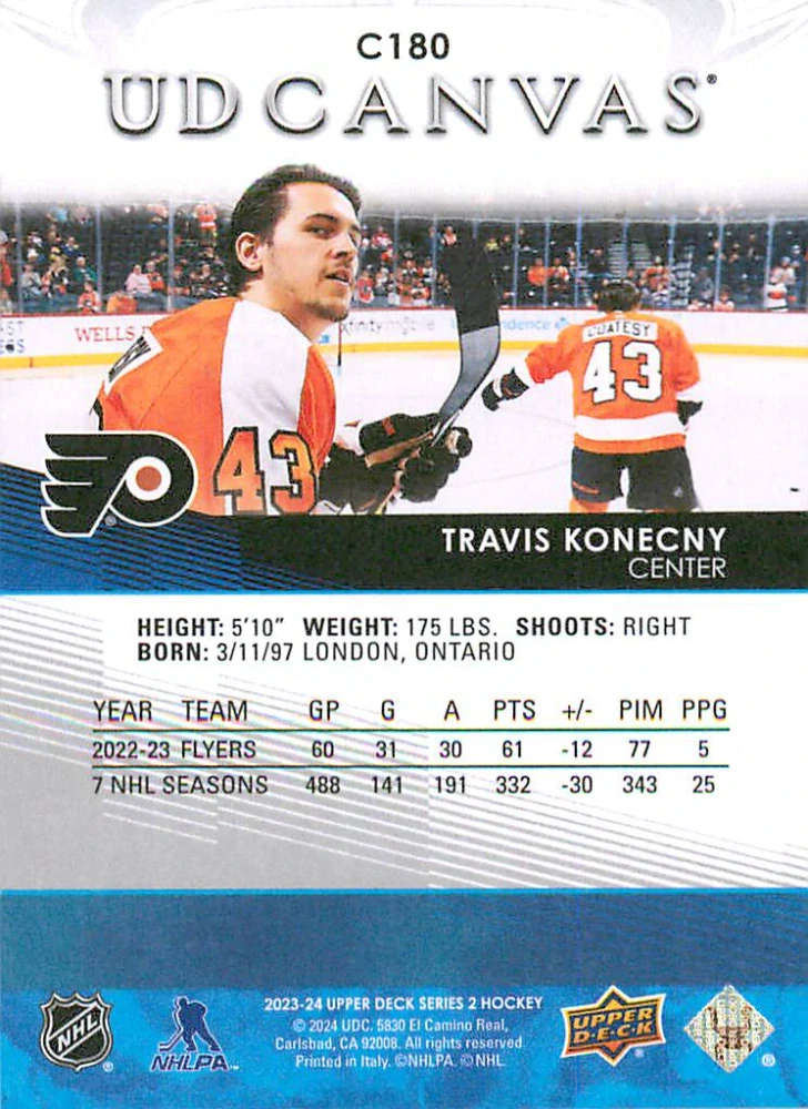 2023-24 UD Series 2 - Travis Konecny - Canvas #C180