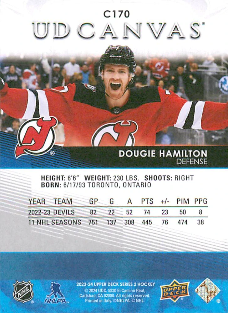2023-24 UD Series 2 - Dougie Hamilton - Canvas #C170