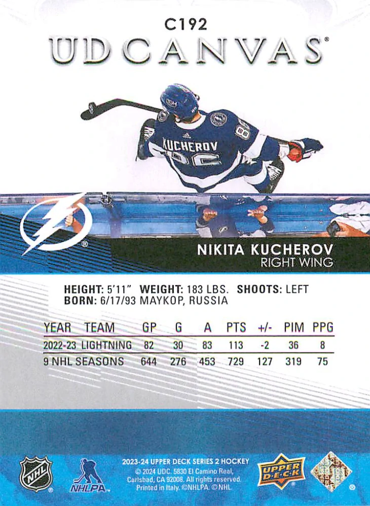 2023-24 UD Series 2 - Nikita Kucherov - Canvas #C192