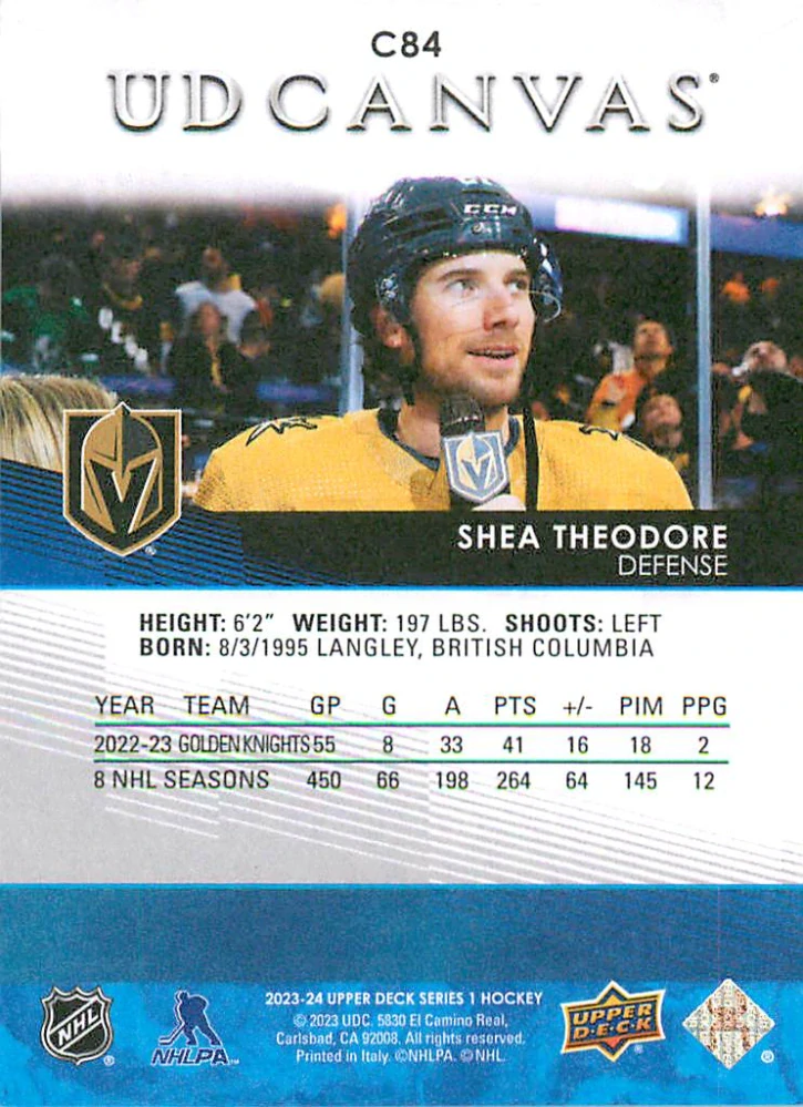 2023-24 UD Series 1 - Shea Theodore - Canvas #C84