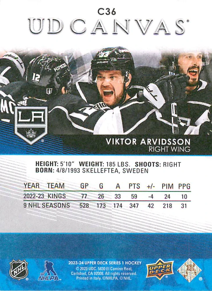2023-24 UD Series 1 - Viktor Arvidsson - Canvas #C36