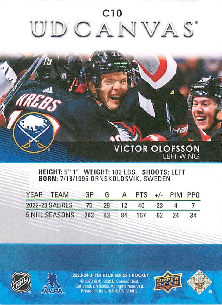 2023-24 UD Series 1 - Victor Olofsson - Canvas #C10