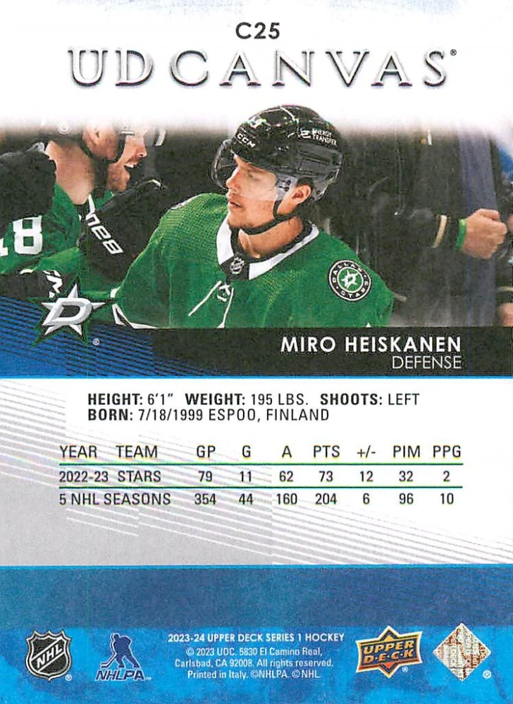 2023-24 UD Series 1 - Miro Heiskanen - Canvas #C25