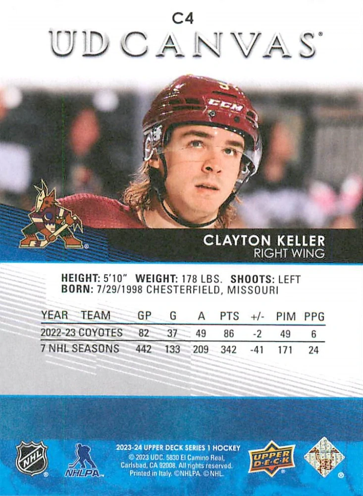 2023-24 UD Series 1 - Clayton Keller - Canvas #C4
