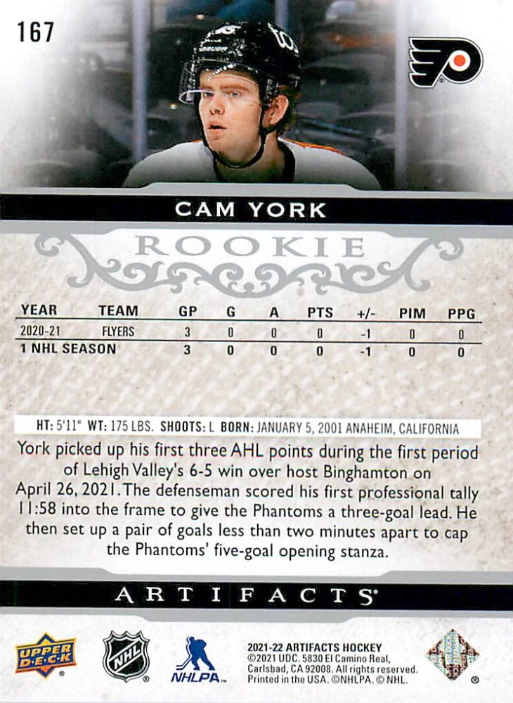2021-22 UD Artifacts - Cam York - Rookie /999 #167