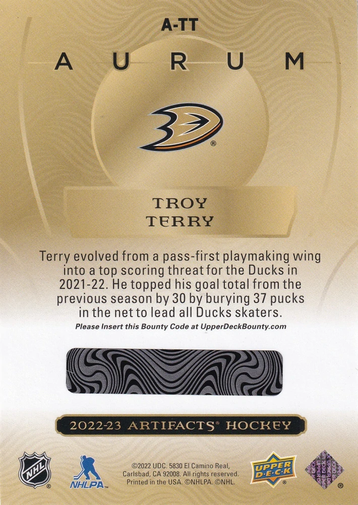 2022-23 UD Artifacts - Troy Terry - Aurum #A-TT