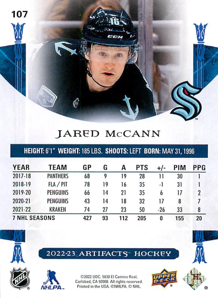 2022-23 UD Artifacts - Jared McCann - Copper /299 #107