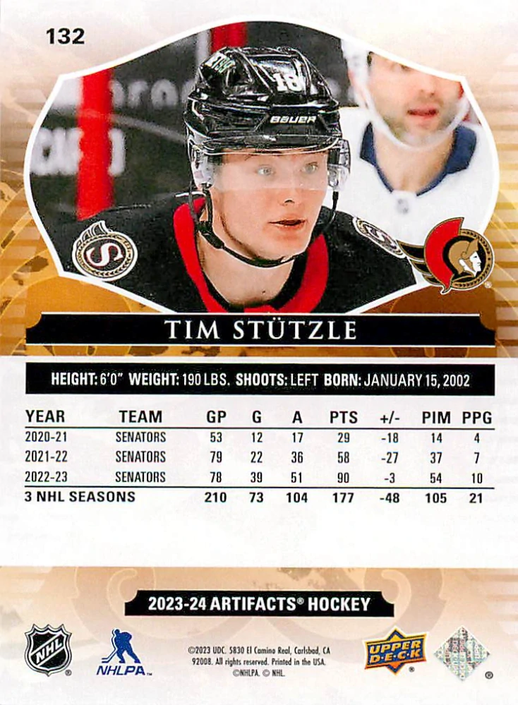 2023-24 UD Artifacts - Tim Stutzle - Ruby /499 #132