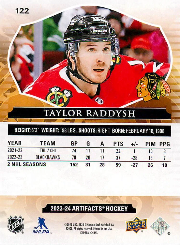 2023-24 UD Artifacts - Taylor Raddysh - Ruby /499 #122