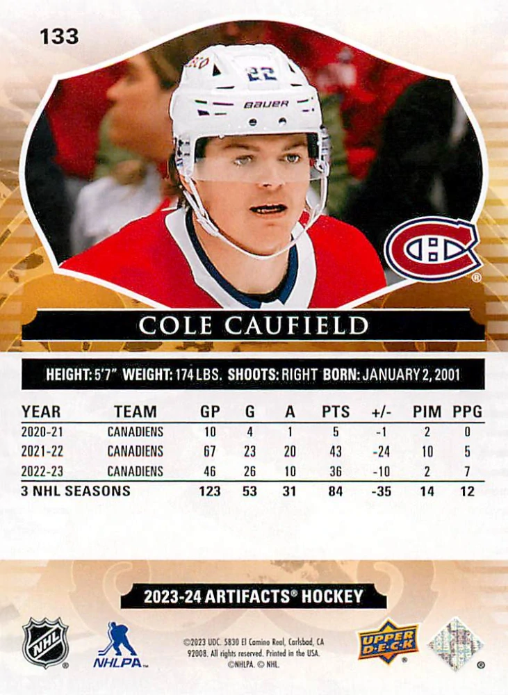 2023-24 UD Artifacts - Cole Caufield - Royal Blue /199 #133